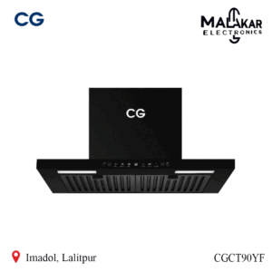 cg 90cm baffle filter auto heat clean flat kitchen chimney cgct90yf